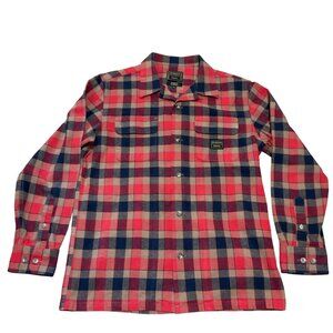 Pendleton Emerica Board Shirt M Virgin Wool Plaid Loop Collar Long Sleeve